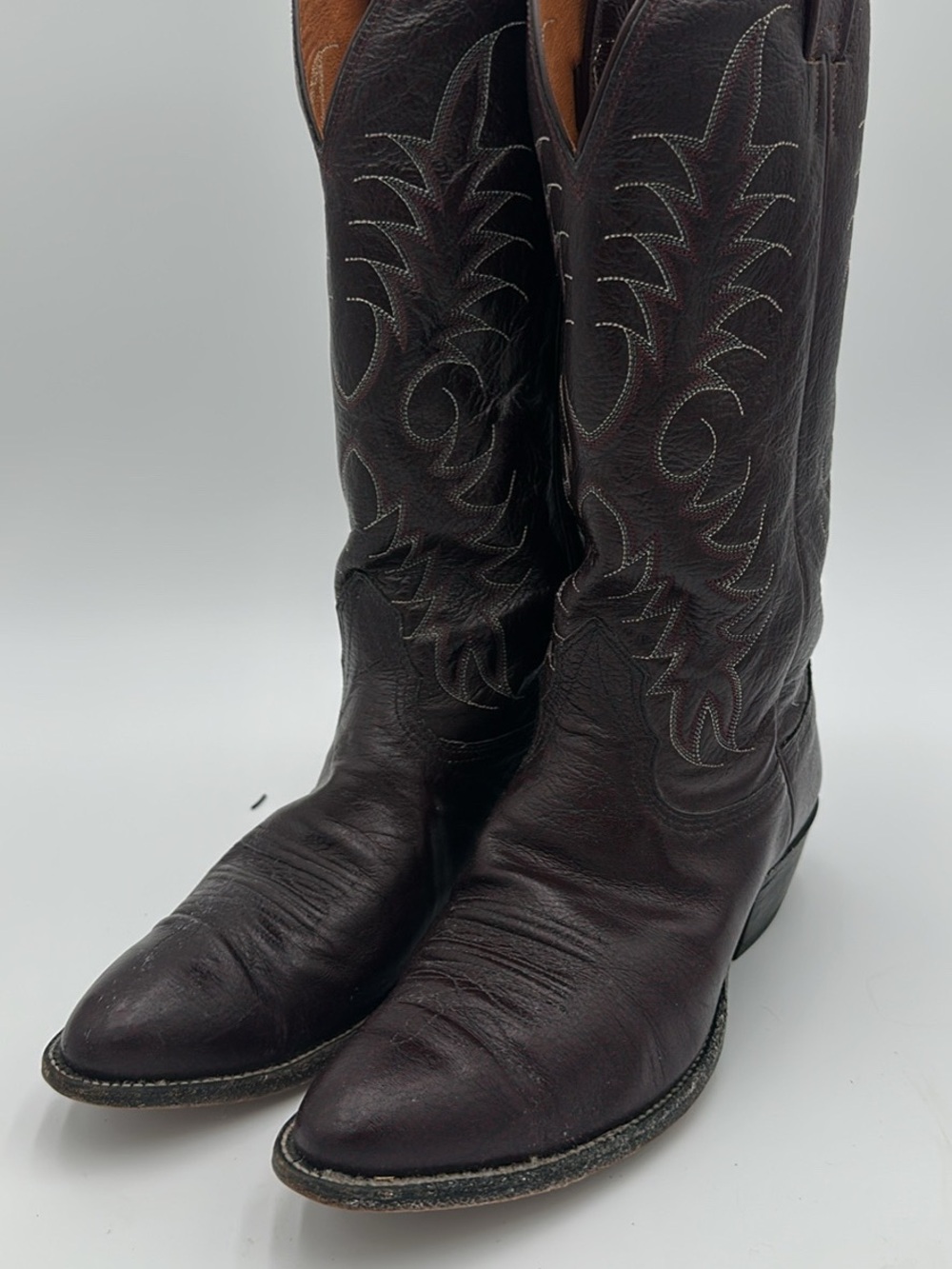 Classic Men's Western Leather Boots in Dark Brown